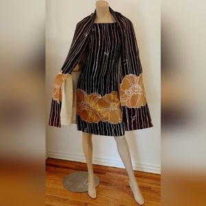 Vtg 1970s Lilli Diamond dress/coat Enseble wild flower